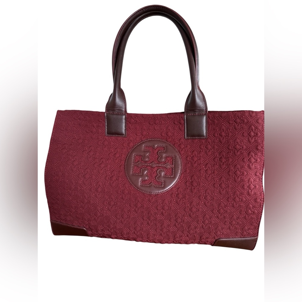 Tory Burch Burgundy Large Quilted Tote